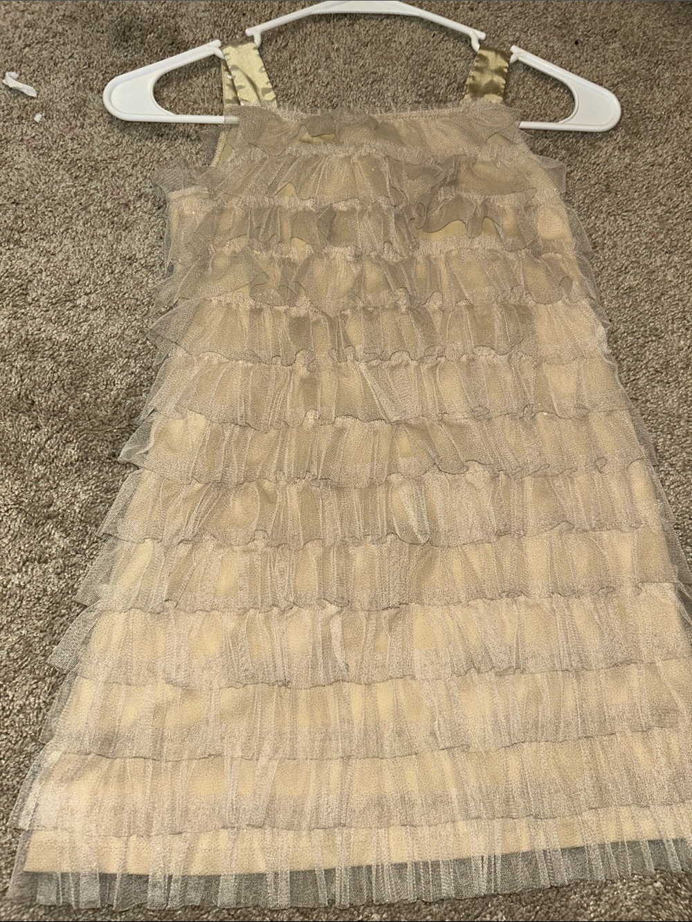 Girls Gold Layered Tulle Party Dress